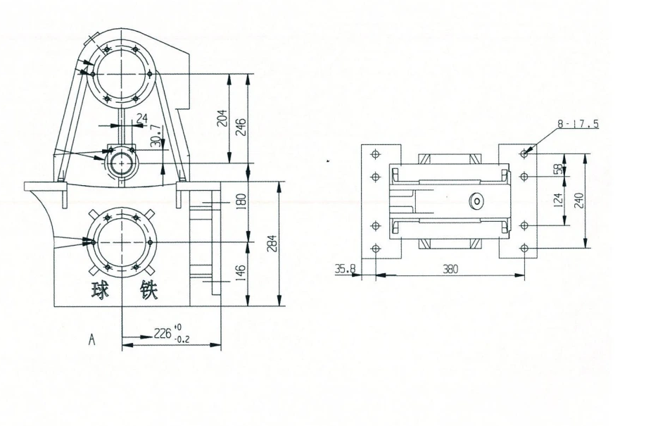 M8 standard mounting dimension drawing; linear dimensions in mm